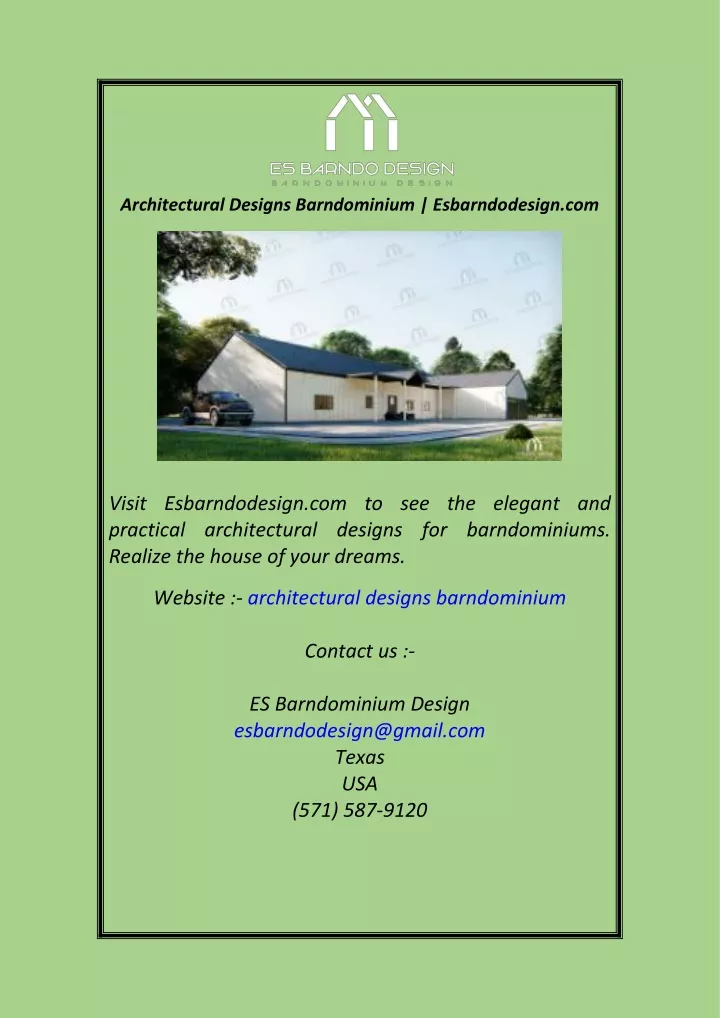 architectural designs barndominium esbarndodesign