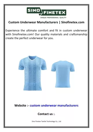 Custom Underwear Manufacturers  Sinofinetex.com