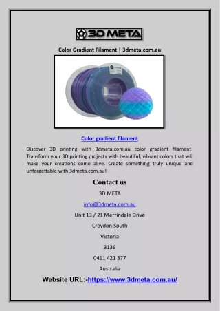 Color Gradient Filament | 3dmeta.com.au