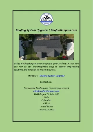 Roofing System Upgrade  Roofnationpros.com