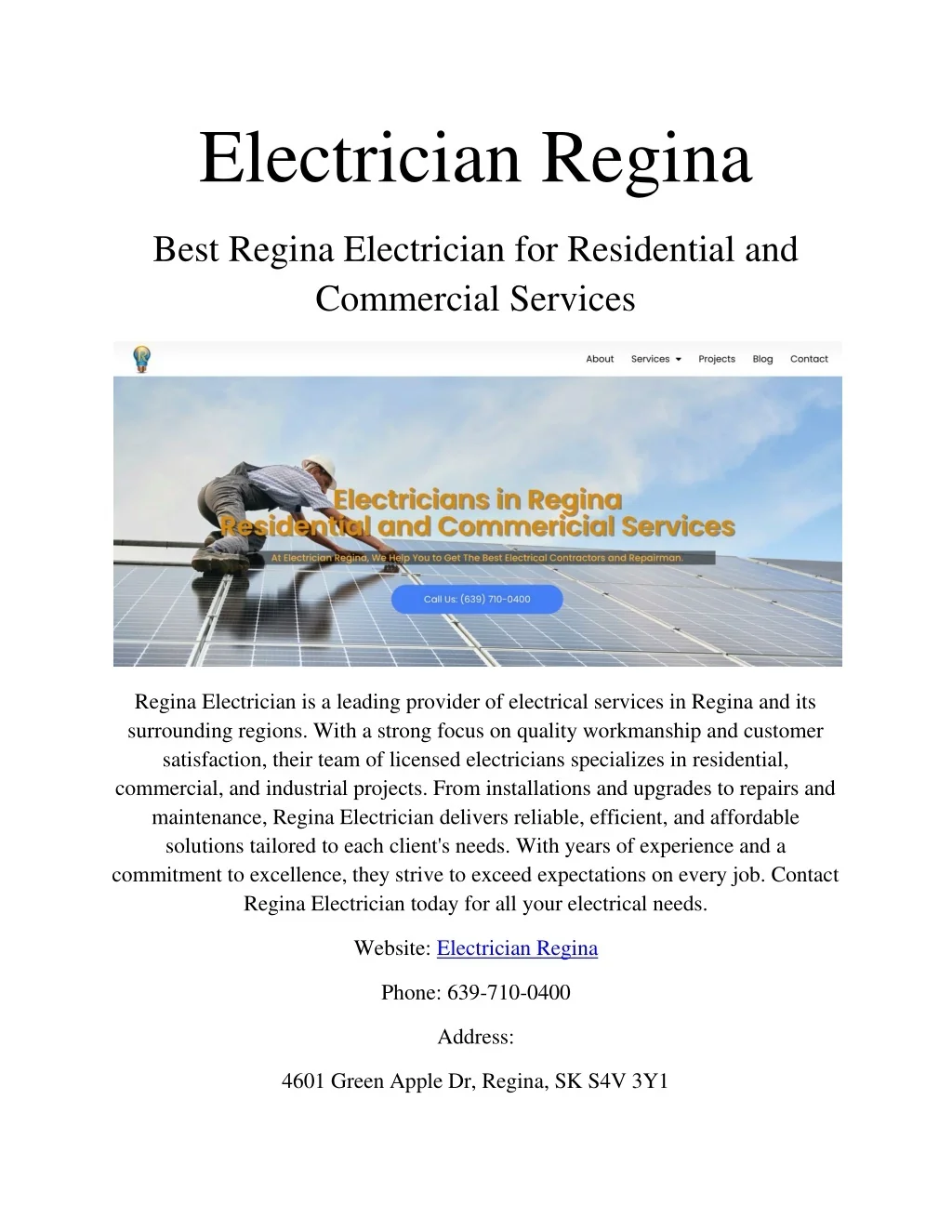 Ppt Electrician Regina Powerpoint Presentation Free Download Id