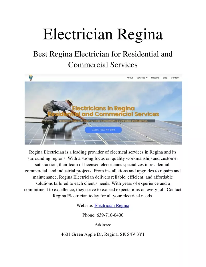 electrician regina