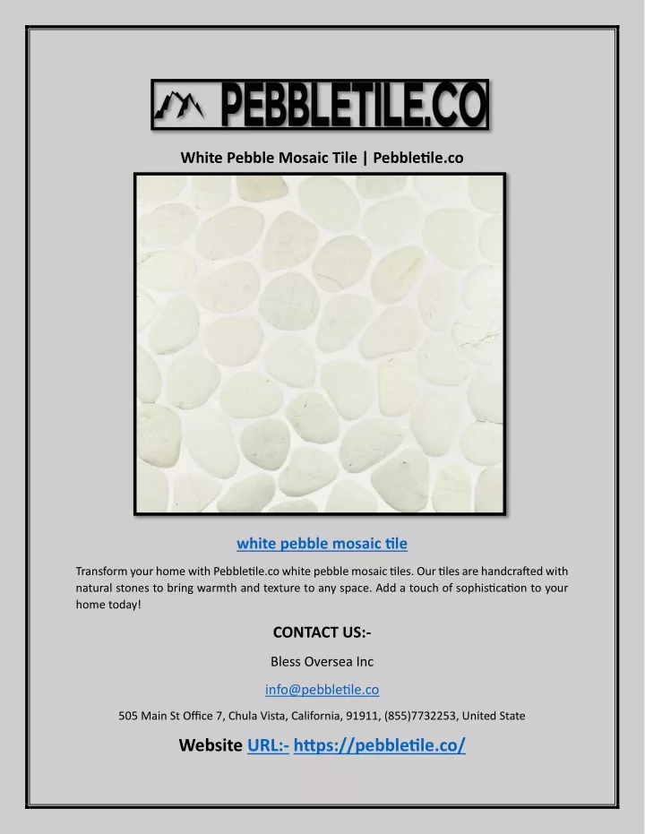 white pebble mosaic tile pebbletile co