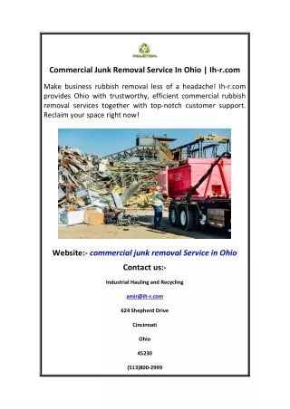 Commercial Junk Removal Service In Ohio  Ih-r.com