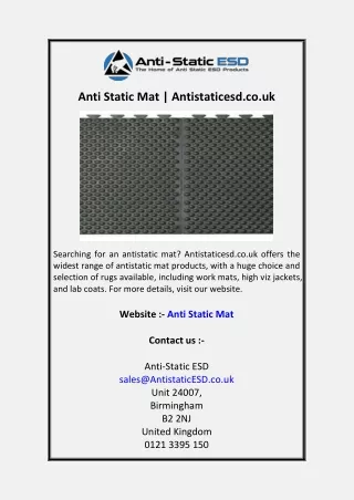 Anti Static Mat  Antistaticesd.co.uk