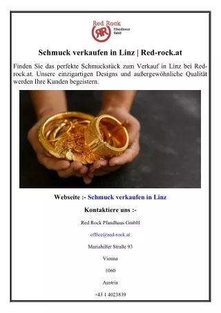 Schmuck verkaufen in Linz  Red-rock.at