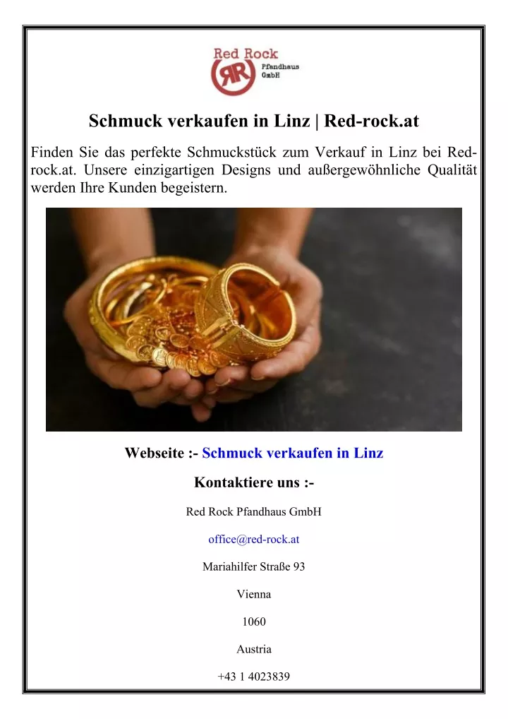 schmuck verkaufen in linz red rock at