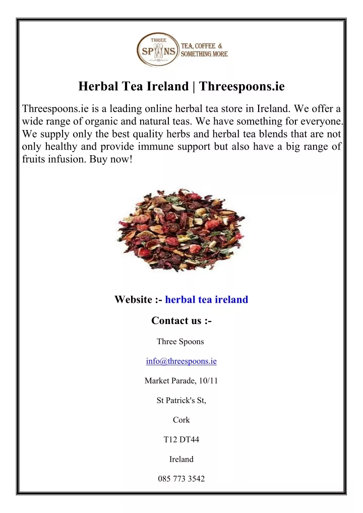 herbal tea ireland threespoons ie