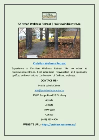 Christian Wellness Retreat | Prairiewindscentre.ca