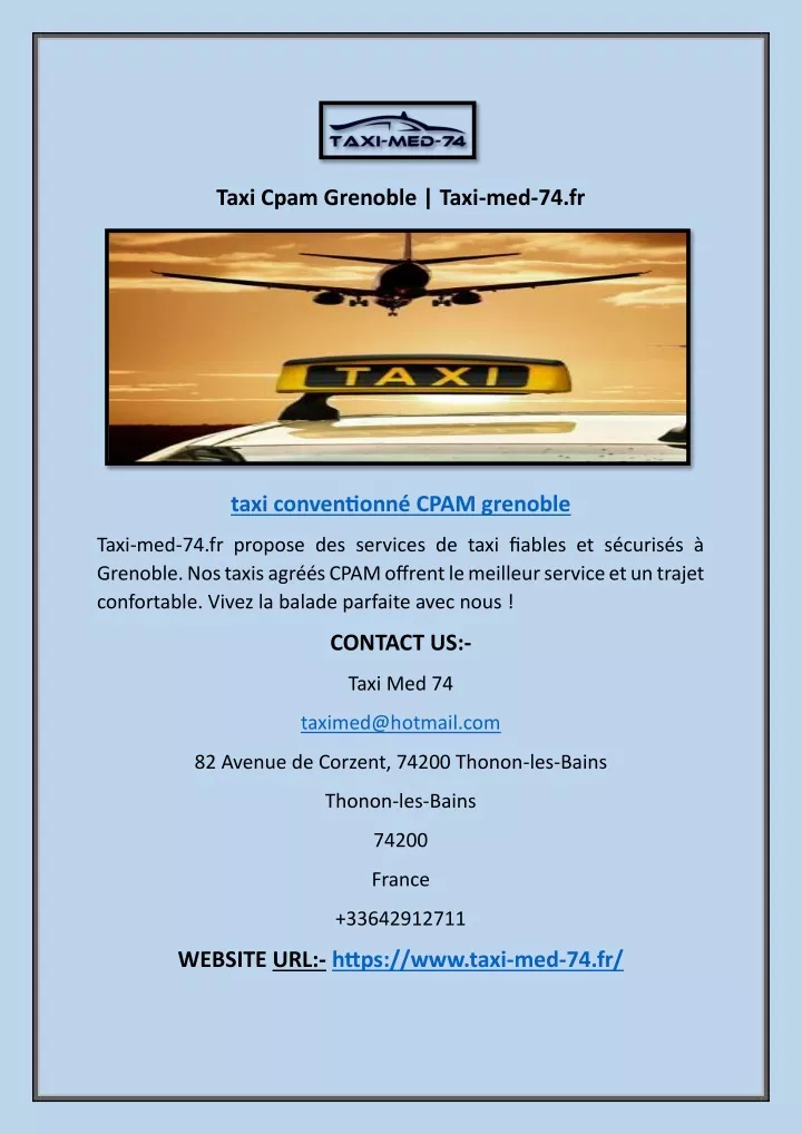 taxi cpam grenoble taxi med 74 fr