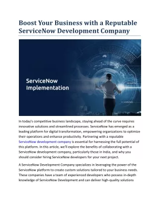 Boost Your Business with a Reputable ServiceNow Development Company
