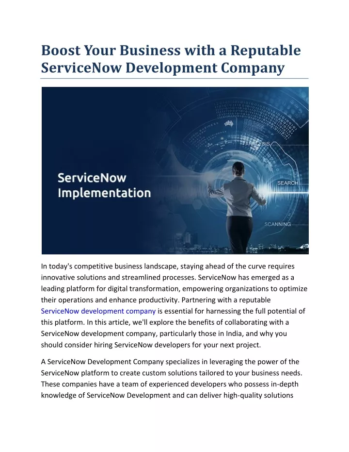 boost your business with a reputable servicenow