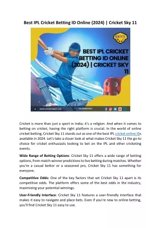 Best IPL Cricket Betting ID Online