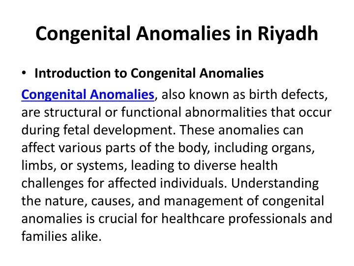 congenital anomalies in riyadh