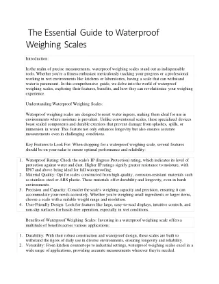 The Essential Guide to Waterproof Weighing Scales