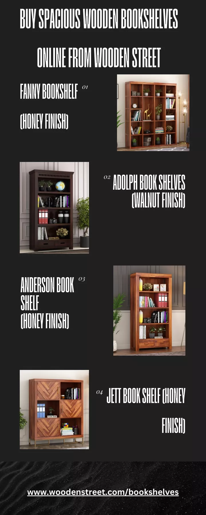 buy spacious wooden bookshelves online from