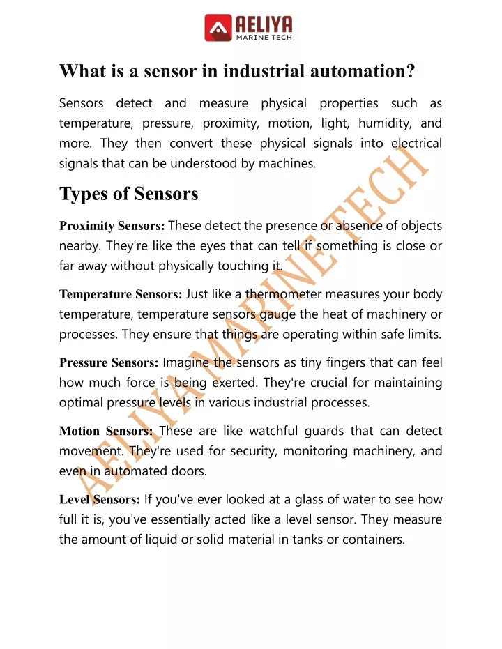 what is a sensor in industrial automation