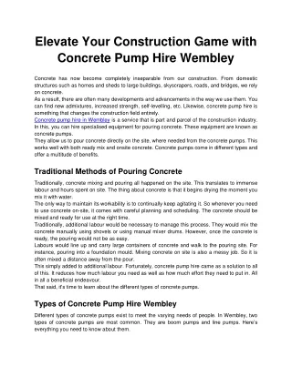 elevate your construction game with concrete pump