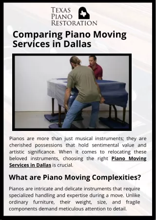 Reliable Piano Moving Services in Dallas