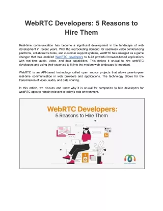 webrtc developers 5 reasons to hire them