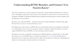 Understanding IETM Benefits, and Features You Need to Know!