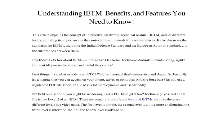 understanding ietm benefits and features you need