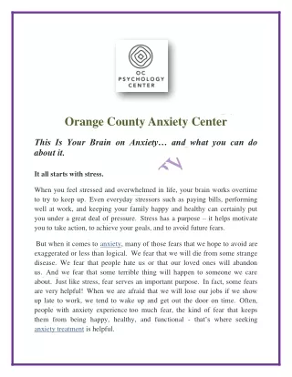 Orange County Anxiety Center