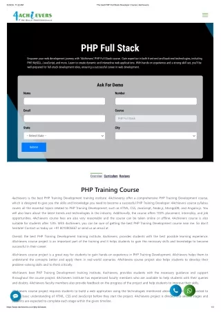 Learn the Best PHP Fullstack Developer Course - 4achievers