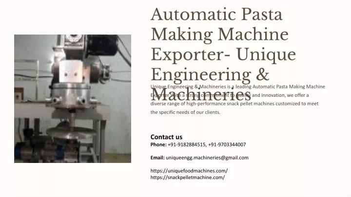 automatic pasta making machine exporter unique