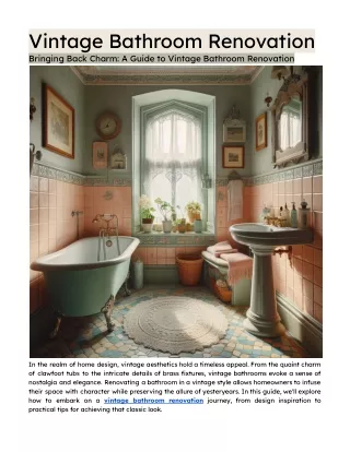 Vintage Bathroom Renovation