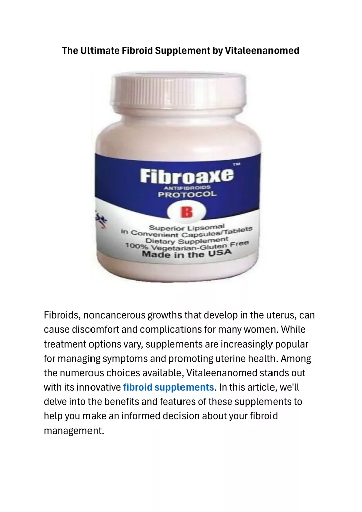 the ultimate fibroid supplement by vitaleenanomed