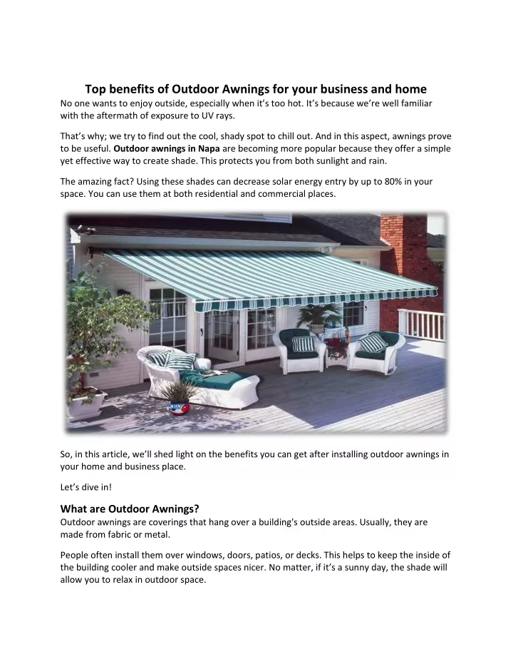 top benefits of outdoor awnings for your business