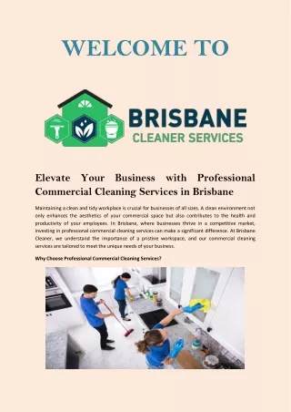 Superior Cleanliness Commercial Cleaning Brisbane Specialists