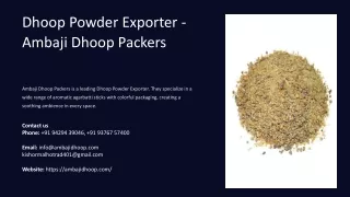Dhoop Powder Exporter, Best Dhoop Powder Exporter