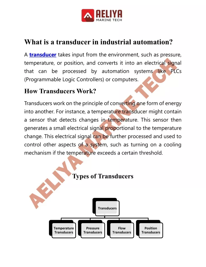what is a transducer in industrial automation