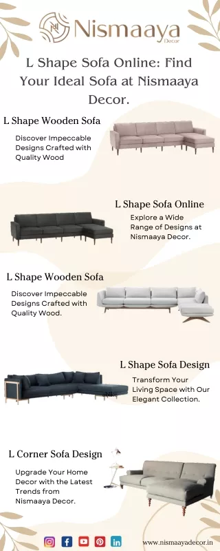 L Shape Sofa Online Find Your Ideal Sofa at Nismaaya Decor