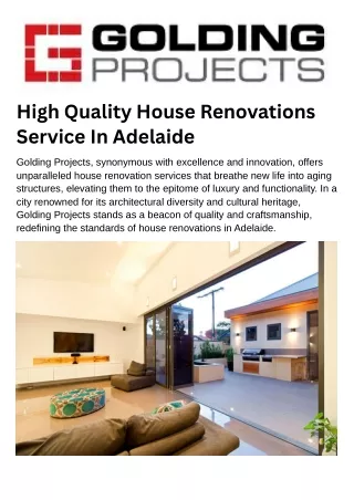 High Quality House Renovations Servicev In Adelaide