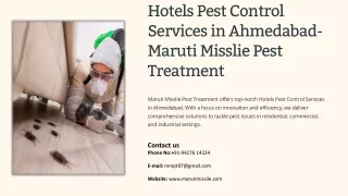 Hotels Pest Control Services in Ahmedabad, Best Hotels Pest Control Services in