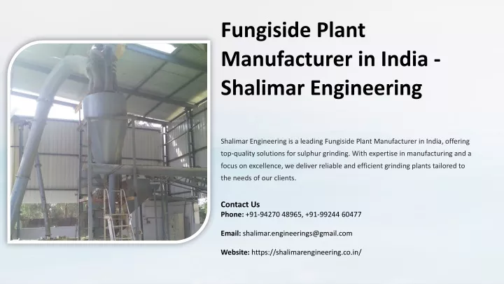 fungiside plant manufacturer in india shalimar