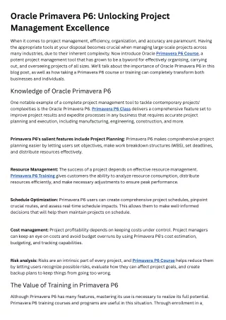 Oracle Primavera P6 Unlocking Project Management Excellence