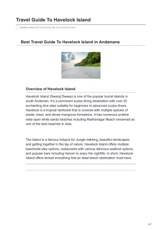 Comprehensive Travel Guide to Havelock, Andaman Islands