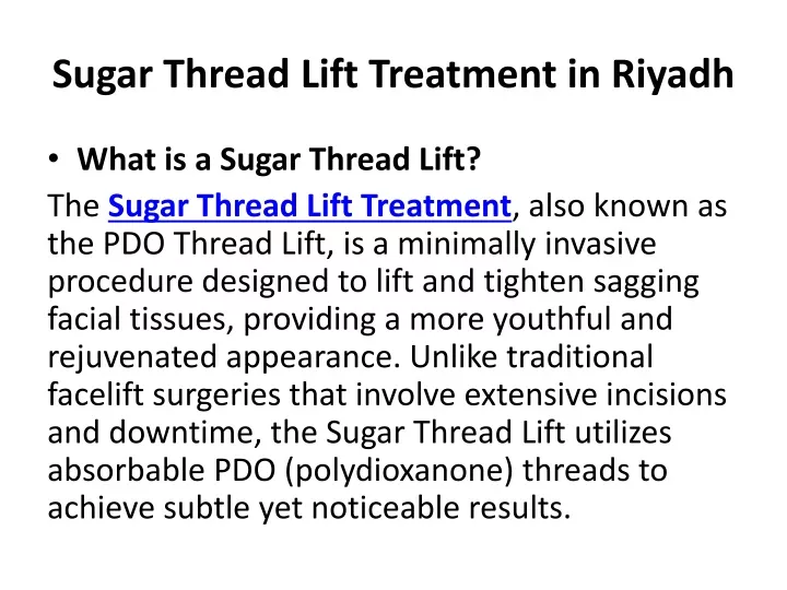 sugar thread lift treatment in riyadh