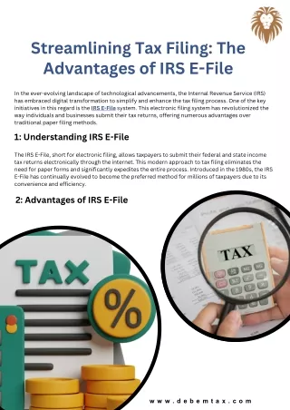 Streamlining Tax Filing: The Advantages of IRS E-File