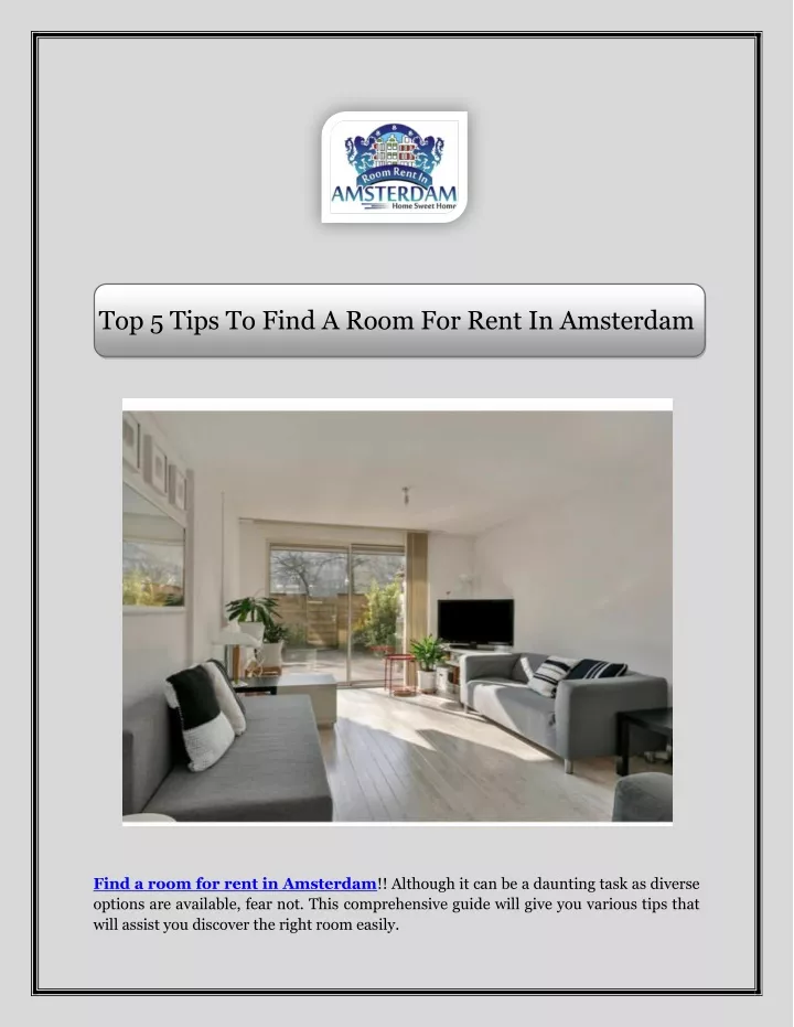 top 5 tips to find a room for rent in amsterdam