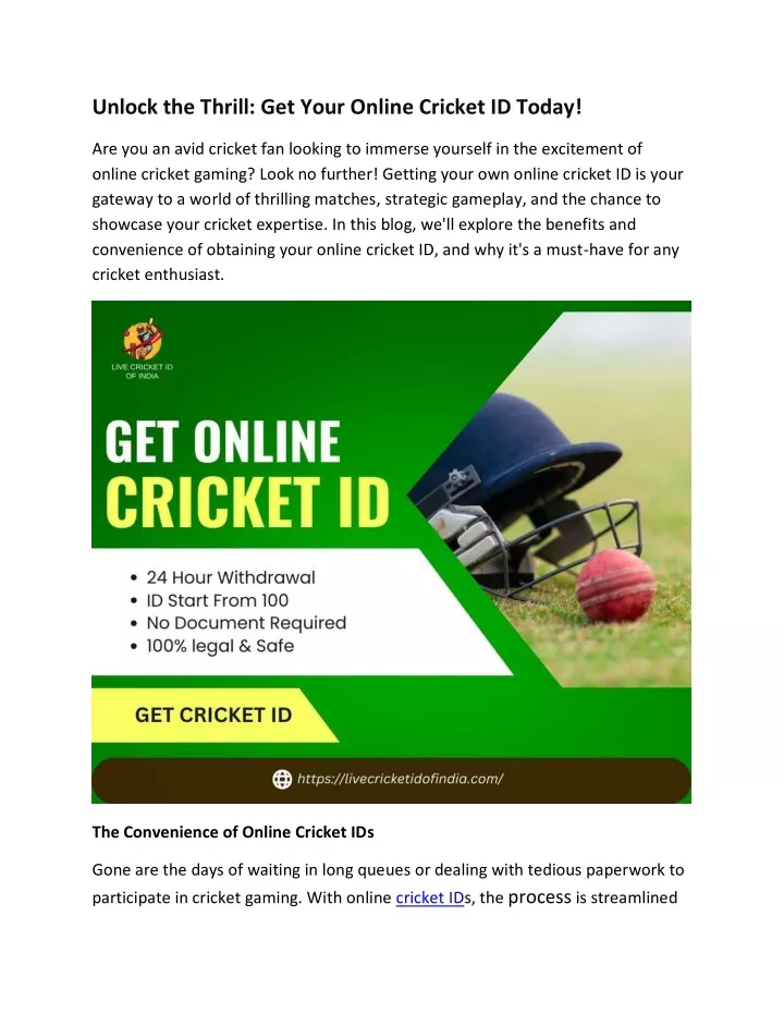 unlock the thrill get your online cricket id today