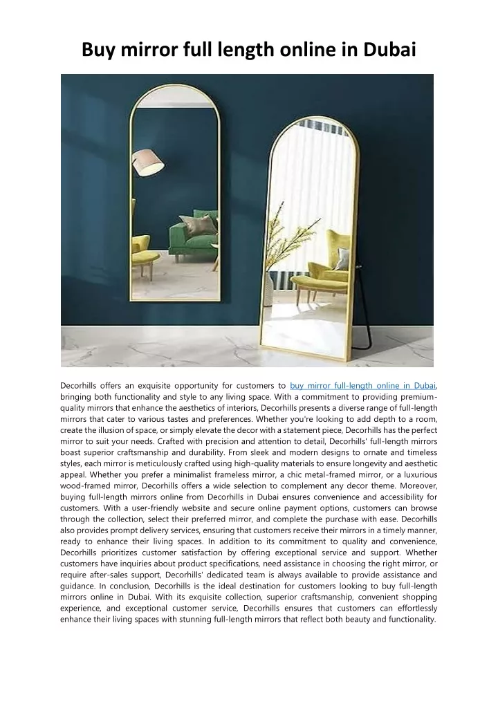 buy mirror full length online in dubai