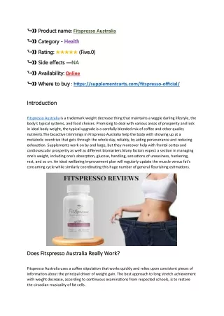 Fitspresso Australia