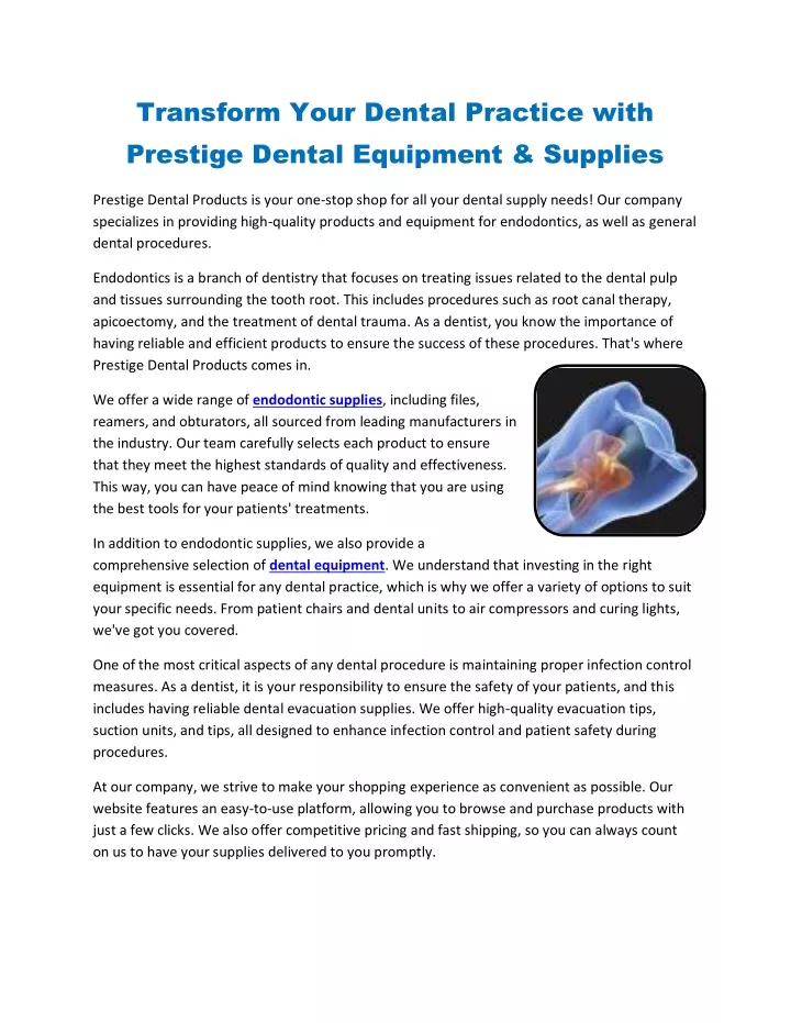 transform your dental practice with prestige