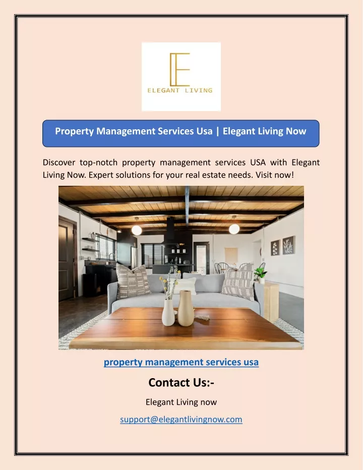 property management services usa elegant living