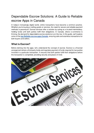 Dependable Escrow Solutions_ A Guide to Reliable Apps in Canada